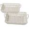 White Cotton Handmade Woven Storage Basket with Handles Set of 2 19", 18"